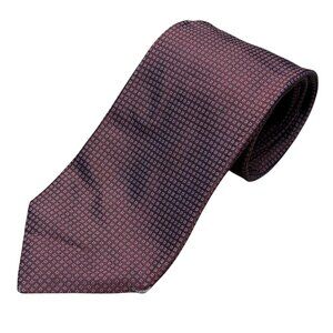 Mens Tie 100% Silk Made in Italy Burgundy Box Pattern 3.75"